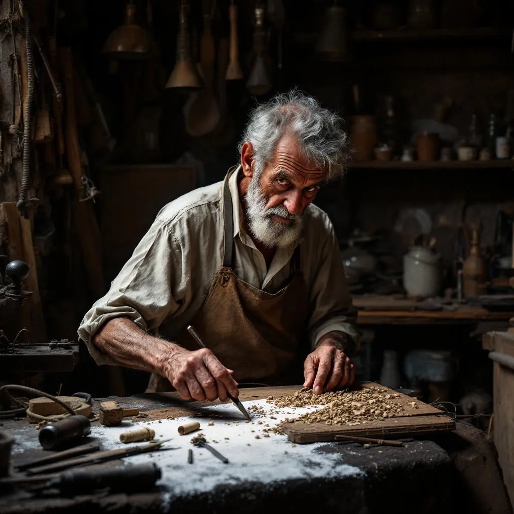 Portrait of an elderly craftsman